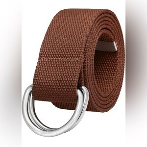 Falari Canvas Web Belt Metal Double D Ring Buckle for Men